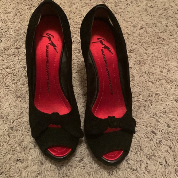 Giuseppe Zanotti black suede platform stilettos European size 38 will fit 7.5-8 - Picture 1 of 5